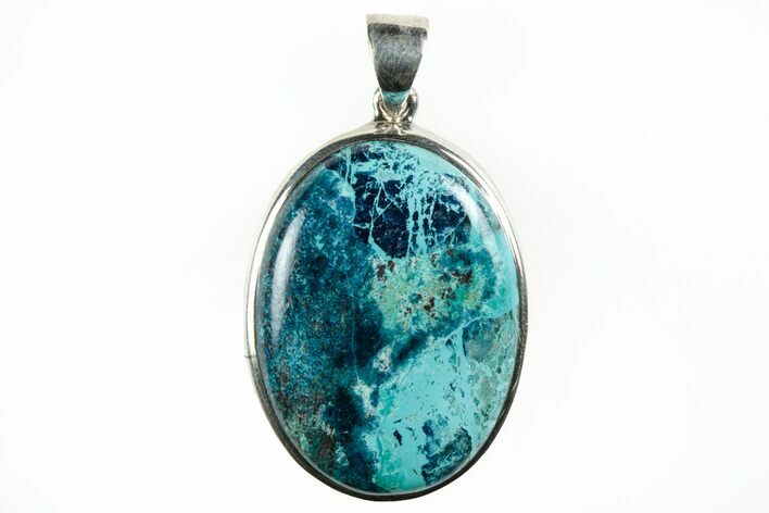 Vibrant Chrysocolla & Azurite Pendant - Sterling Silver #216235